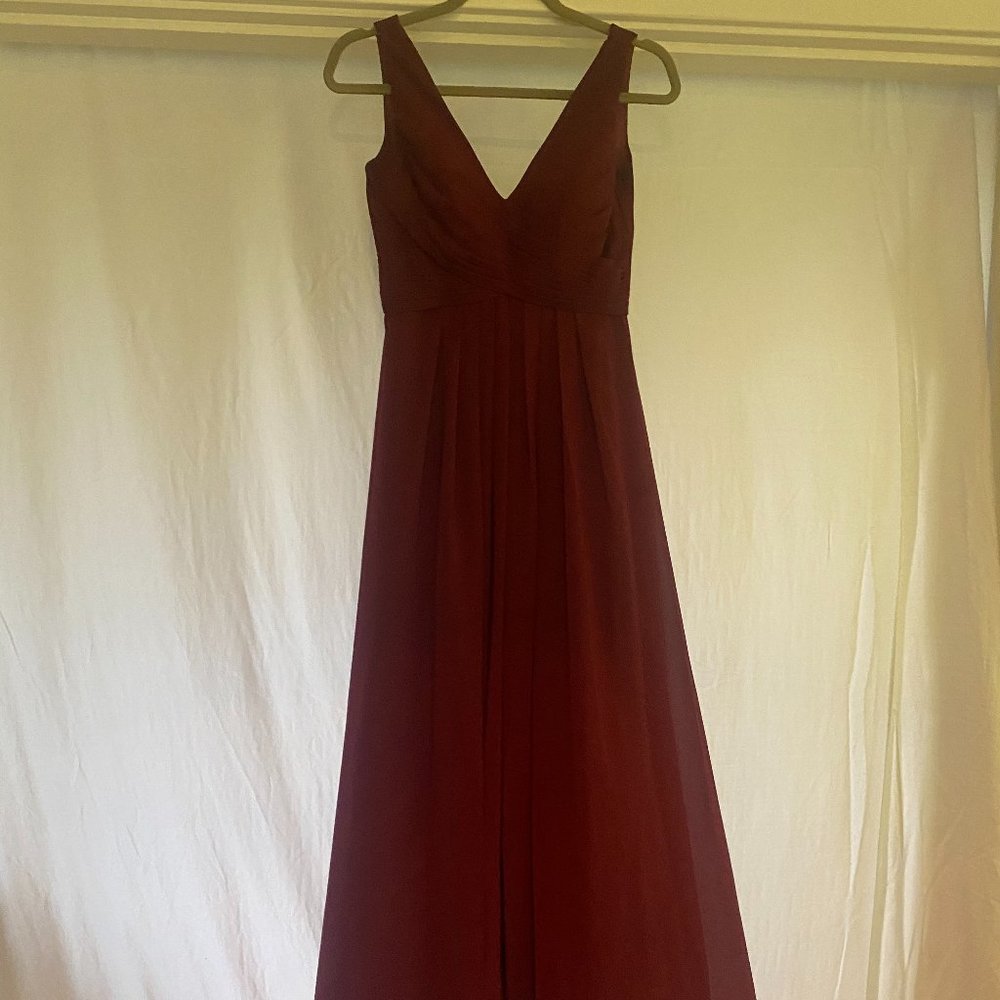 V-Neck Floor Length Bridesmaid Dress